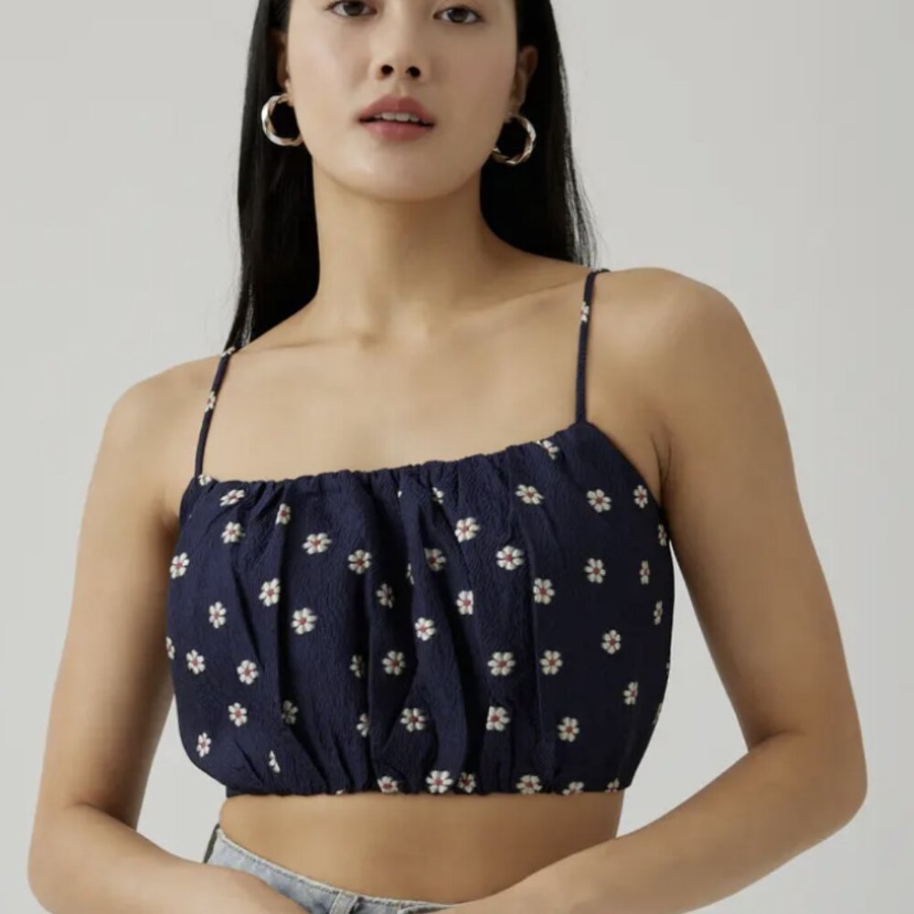 Love Bonito Ronette Elastic Jacquard Ruched Top Size MD